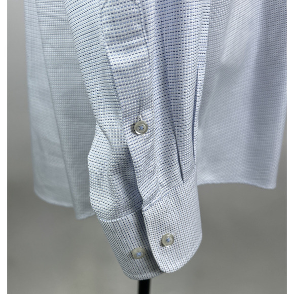 David Donahue Horizontal Dress Shirt Button Up Long Sleeve Size 18 Trim - 34/35 - Picture 7 of 13